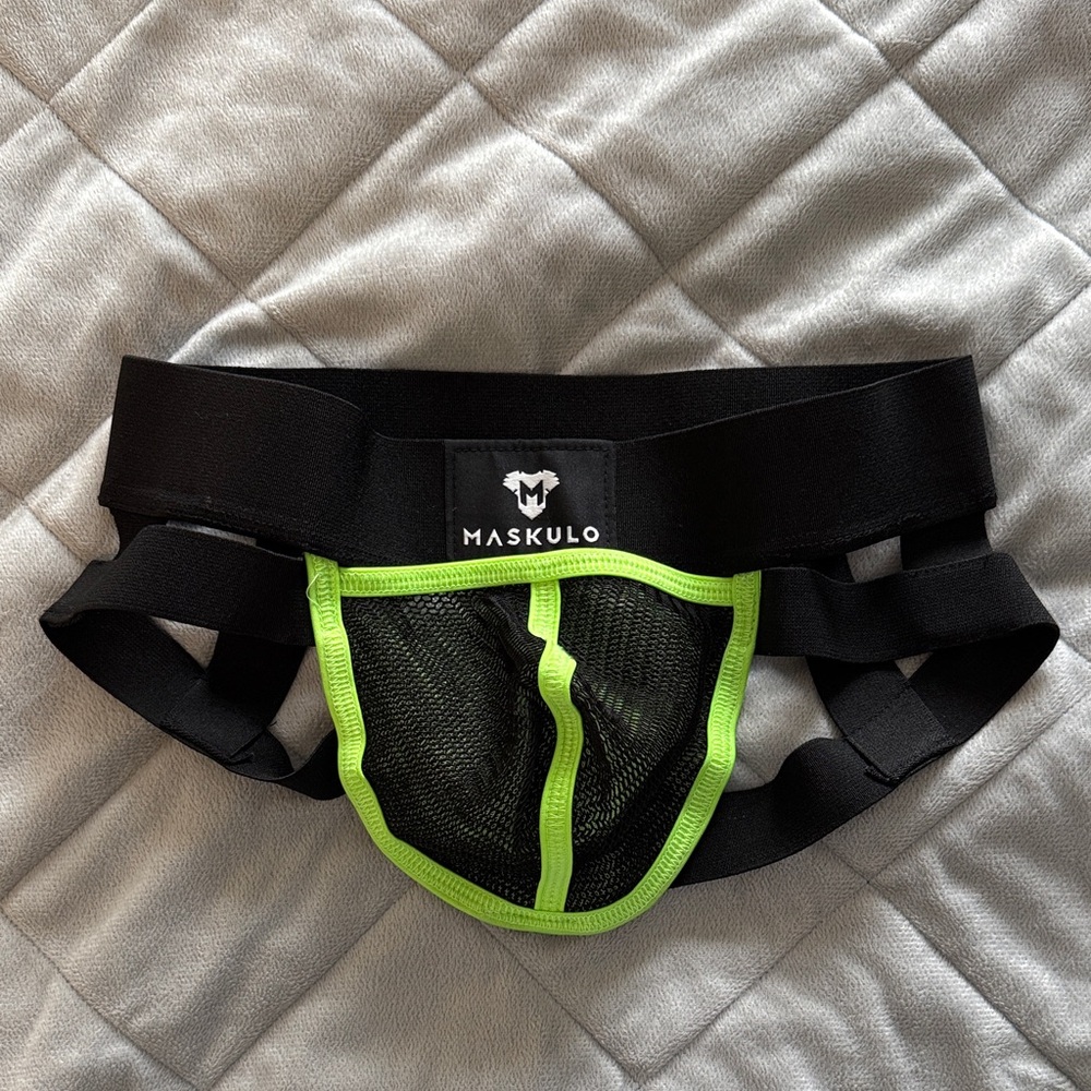 Maskulo Black and Neon Green Jockstrap